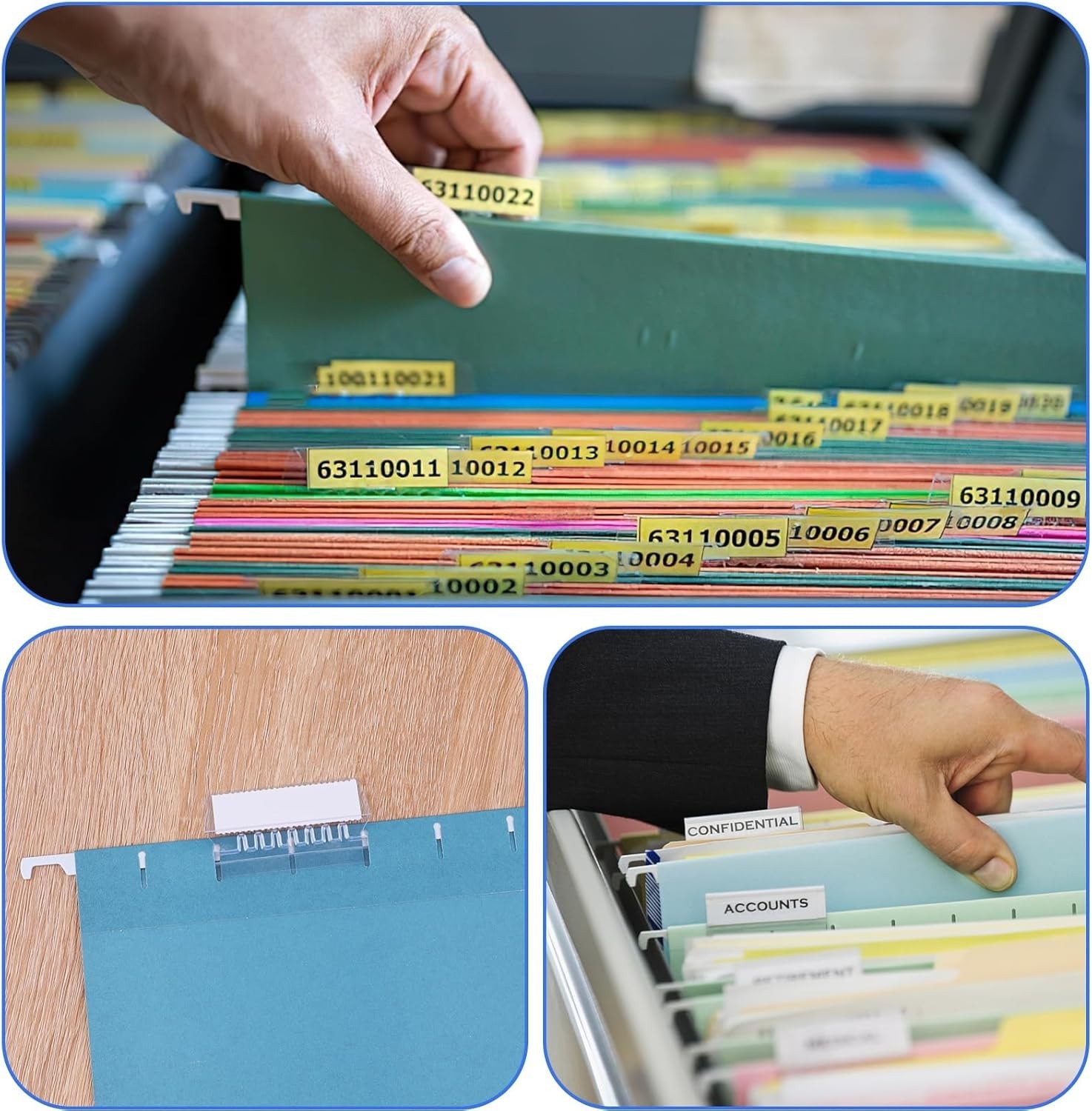 120 Pcs File Folder Tabs and 200 Pcs Inserts, File Tabs for Hanging Folders, ...