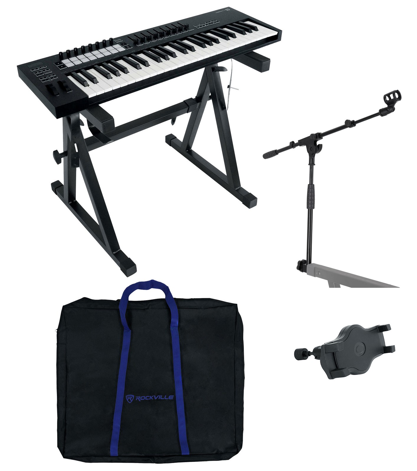 Rockville Z50 Z-Style Keyboard Stand w/Adjustable Height/Width+Mic/Tablet Stand