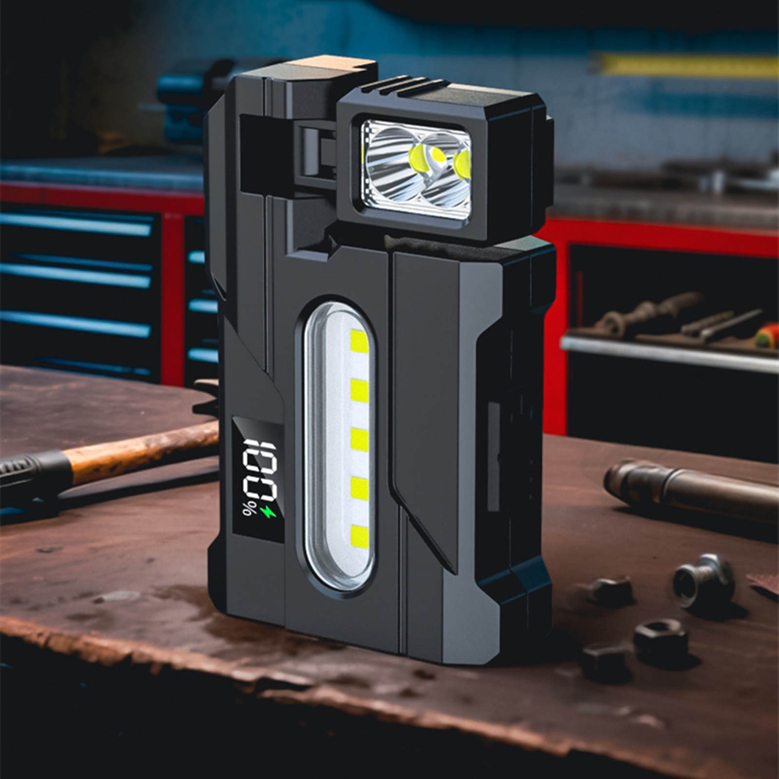 Magnetic Work Light USB Rechargeable LED Flashlight with Red Blue White Lights
