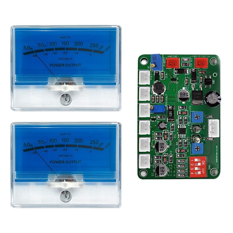 2x Classic Lake blue DB Level Header Audio power Amp VU meter w/1pc Driver Board