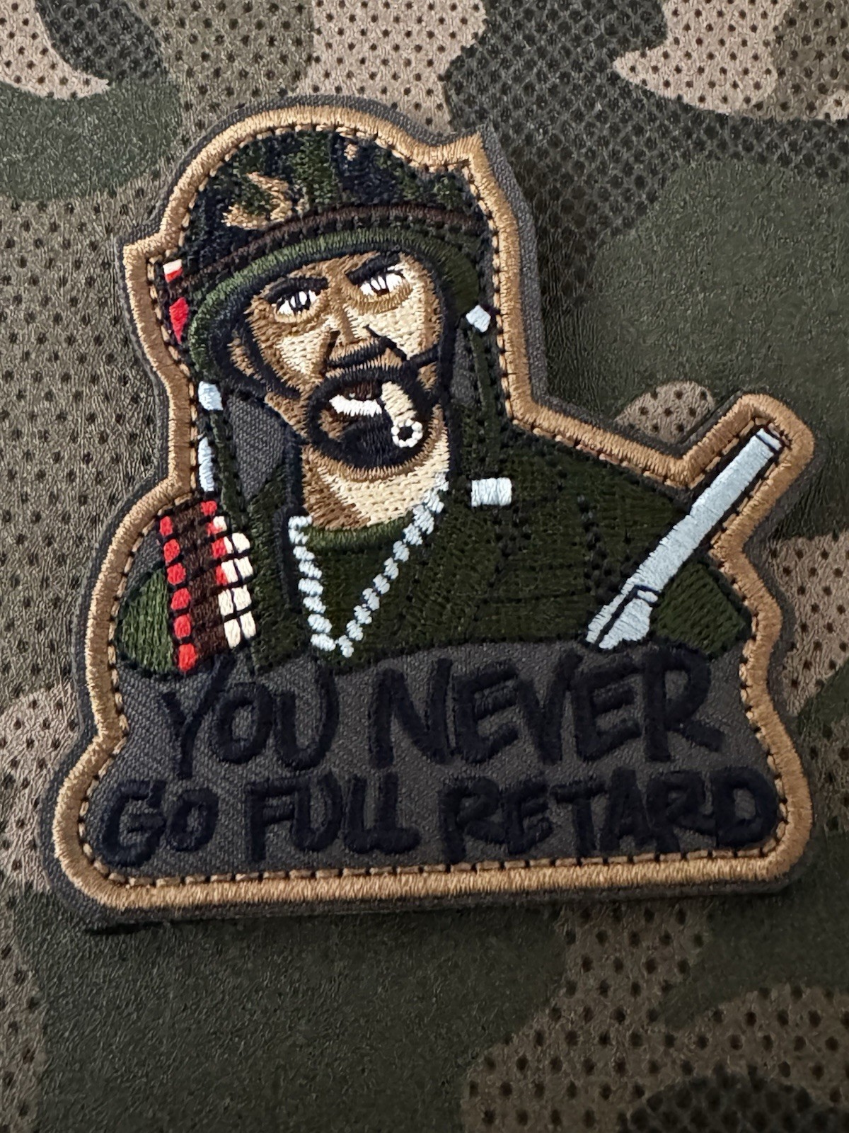 New Tropical Thunder Moral Patch Hook & Loop Never Go full Retard Kirk Lazarus