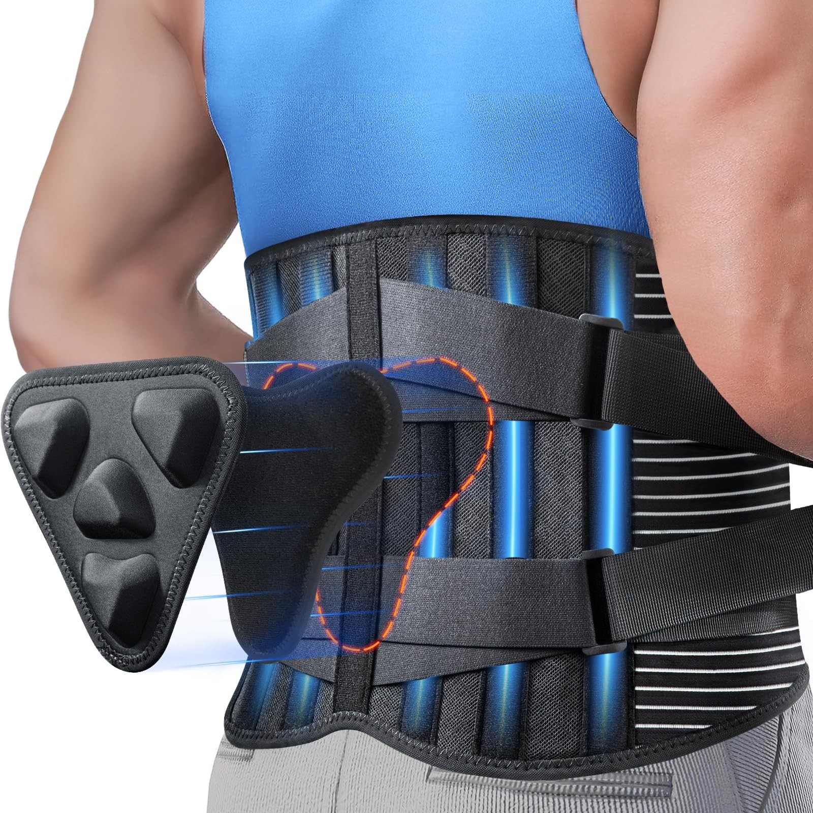 CAMRIER Back Brace for Lower Back Pain Relief with 3D Lumbar Pad, 6X Back Sup...