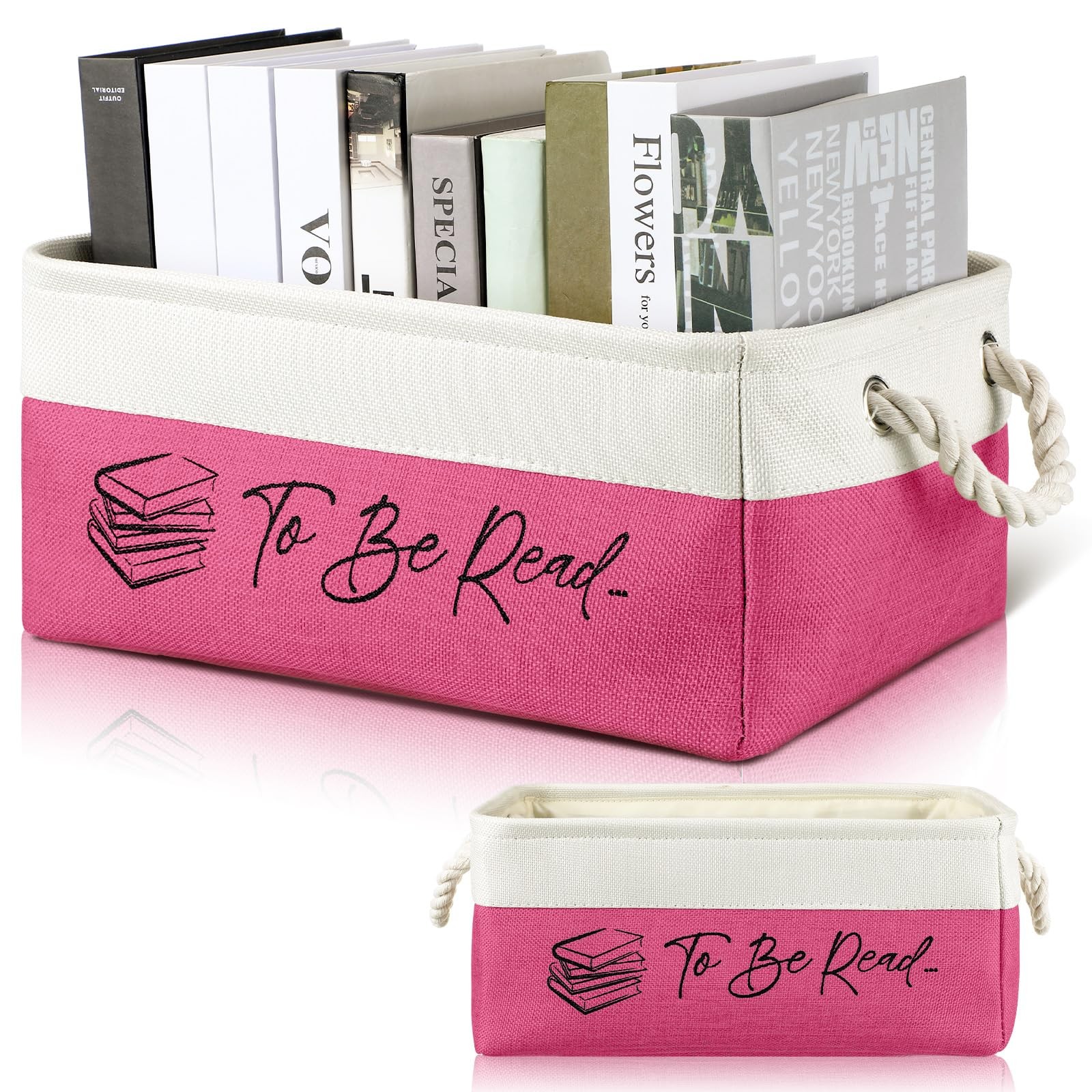 TBR Book Storage Basket Organizer Bin Book Lover Gift Bookish Accessories