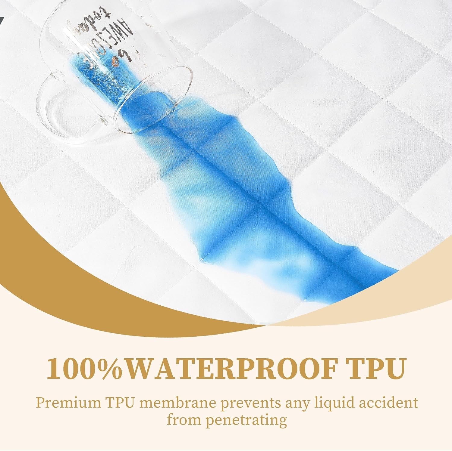 Quilted Fitted Twin Mattress Pad Cover, Waterproof Twin, White
