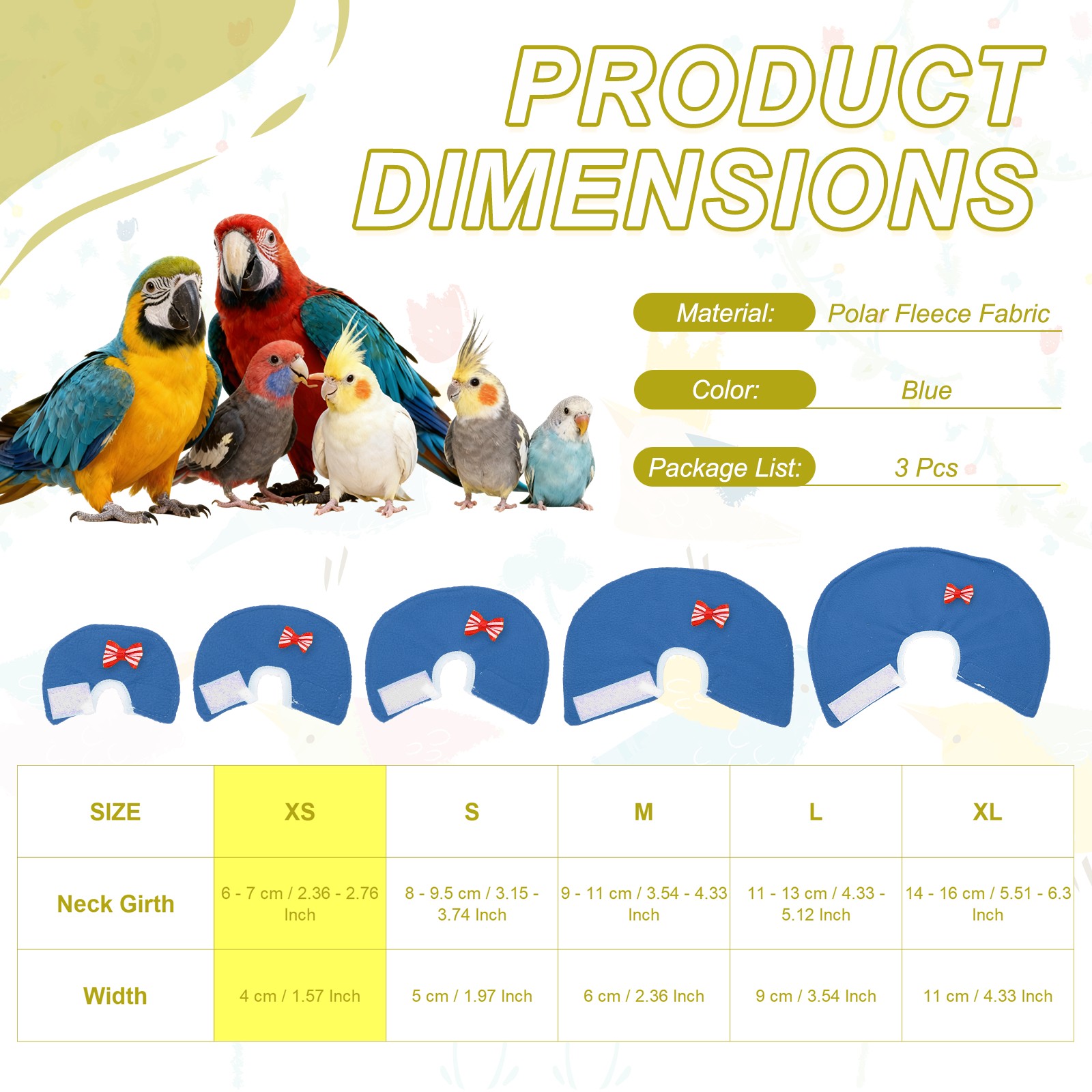 Bird Collars Bird Cone Collar Protective Cones Blue XS 3Pcs