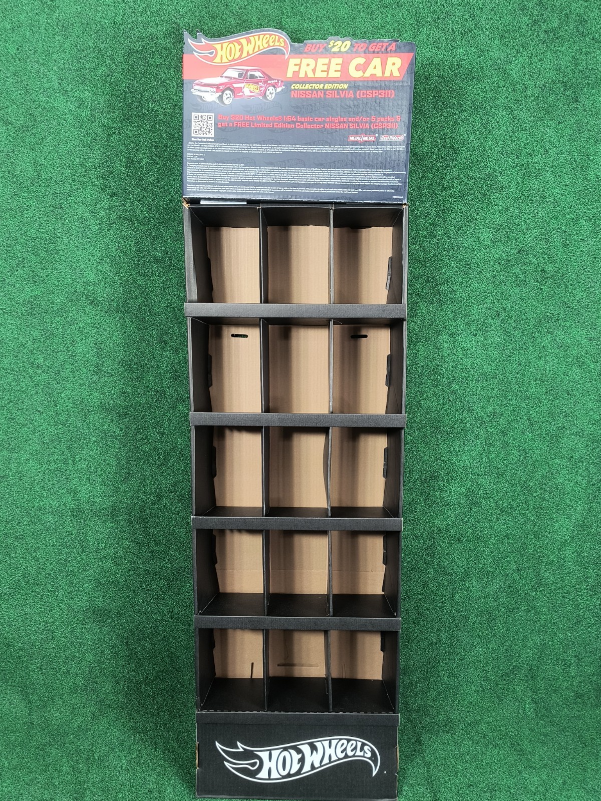 Hot Wheels Store Display Cardboard Stand Holds 75 Cars Blister Packs 52" Tower