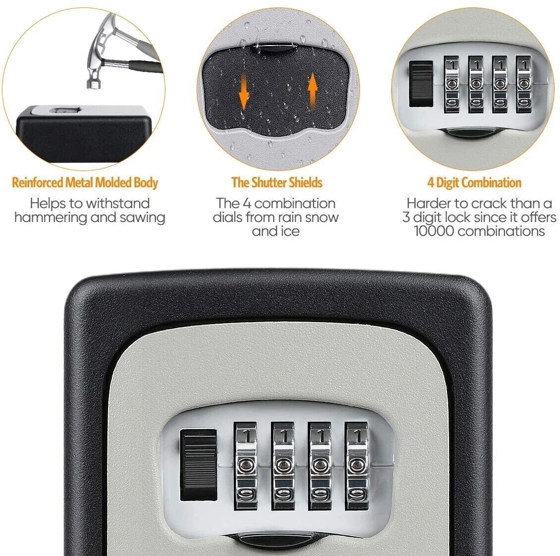 4 Digit Key Safe Lock Box Combination Wall Mount Security Storage Case Organizer