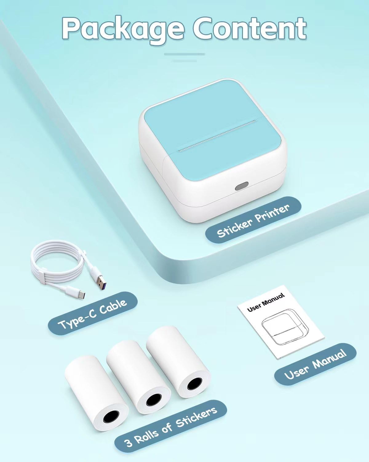 Phomemo Sticker Printer - Printpods Mini Printer with Stickers, Print Pod Xmas