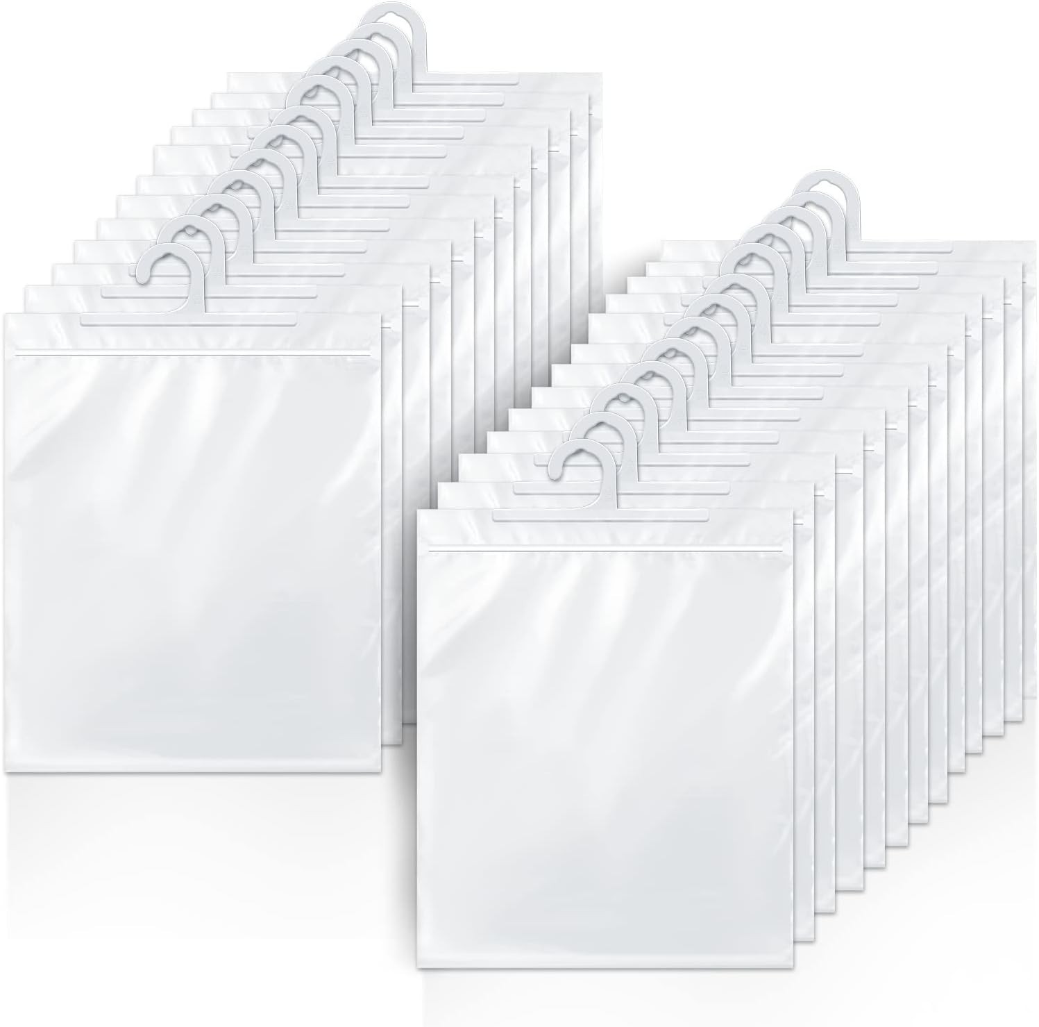 24 Pack Hanging Storage Bags, Large Hook 10 x 12.5-inch Clear Plastic Bags for C