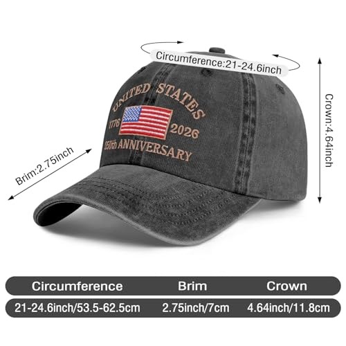 250th Anniversary USA Baseball Cap Embroidered Patriotic Hat