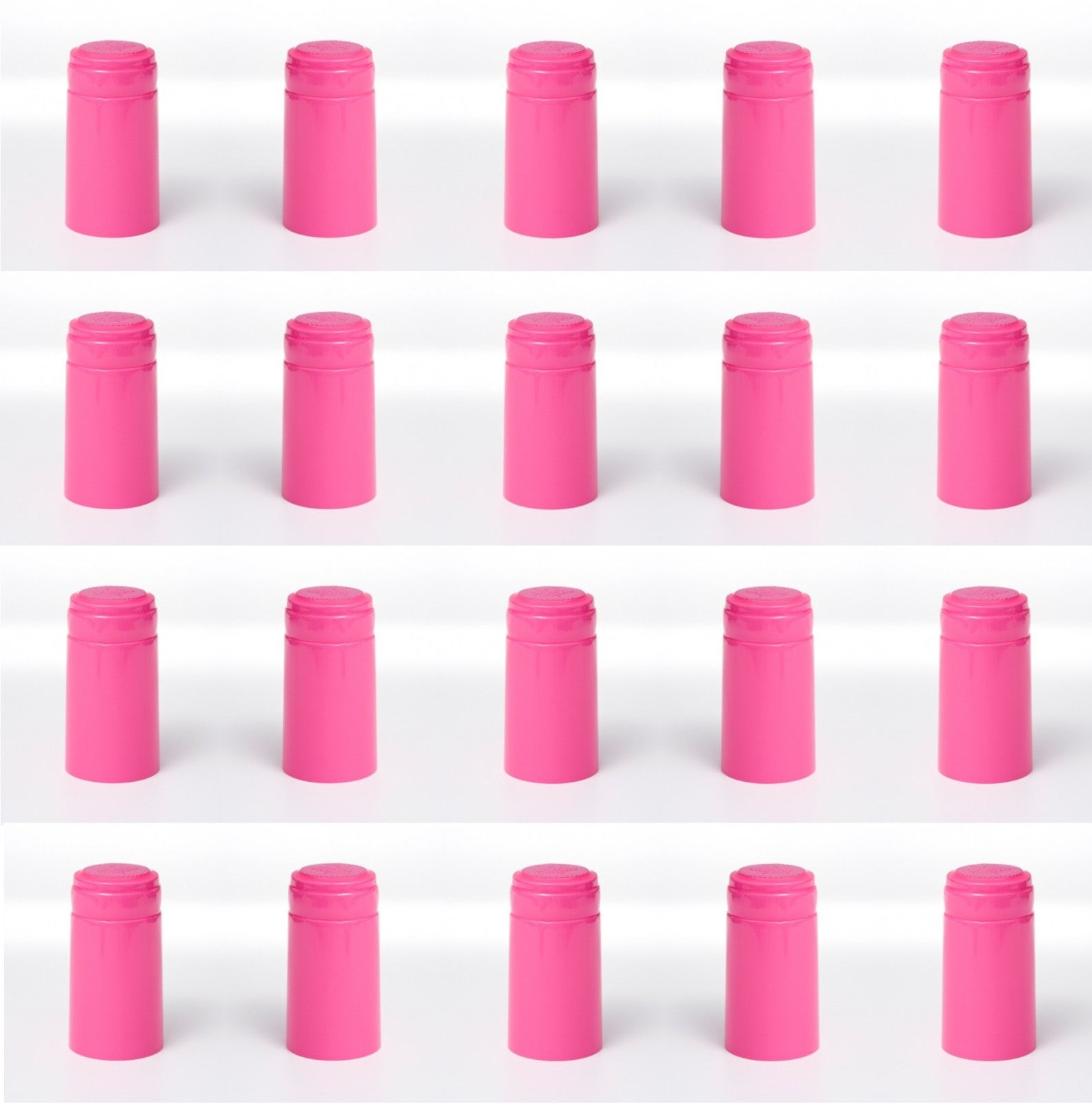 SHRINK CAPSULES 100 HOT PINK METALLIC LOOK PVC HEAT SHRINKS CAPS ON WINE BOTTLES