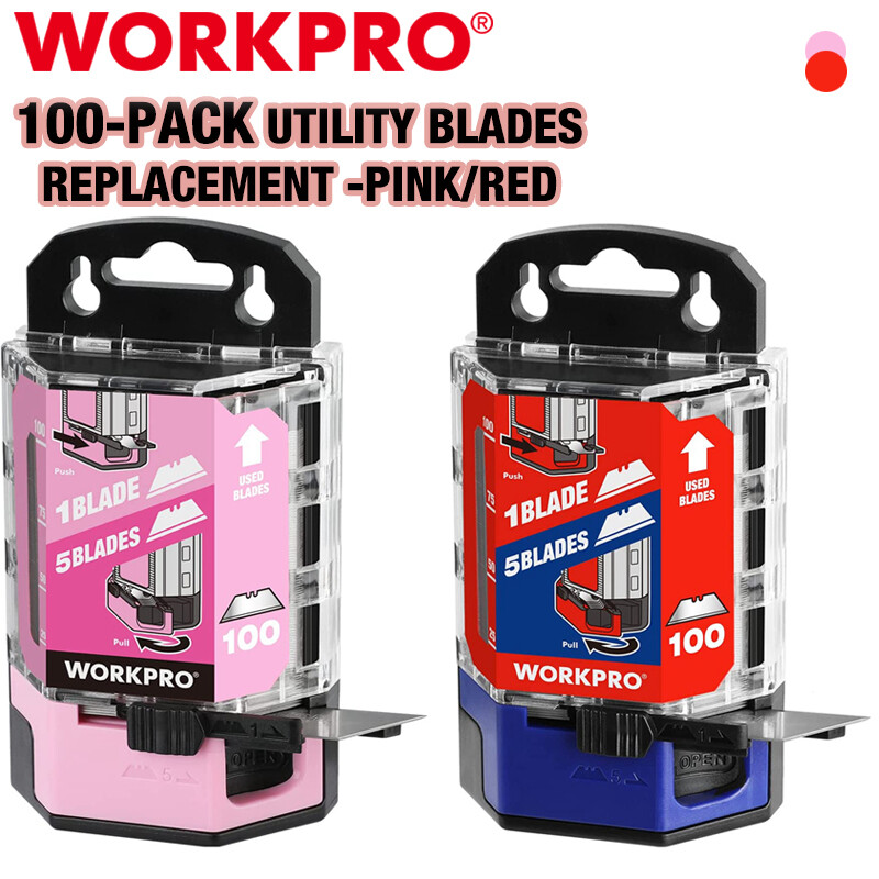 WORKPRO SK5 Utility Knife Blades 100-Pack Utility Blades Replacement w/Dispenser
