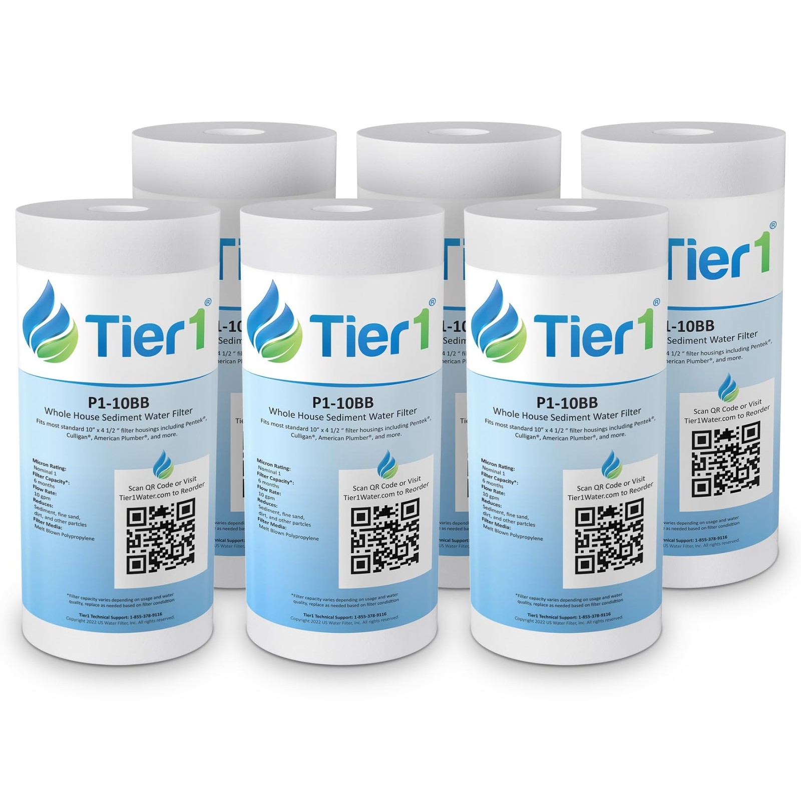 10 x 4.5 Inch DGD-2501 1 Micron Polypropylene Sediment Water Filter 6 Pack