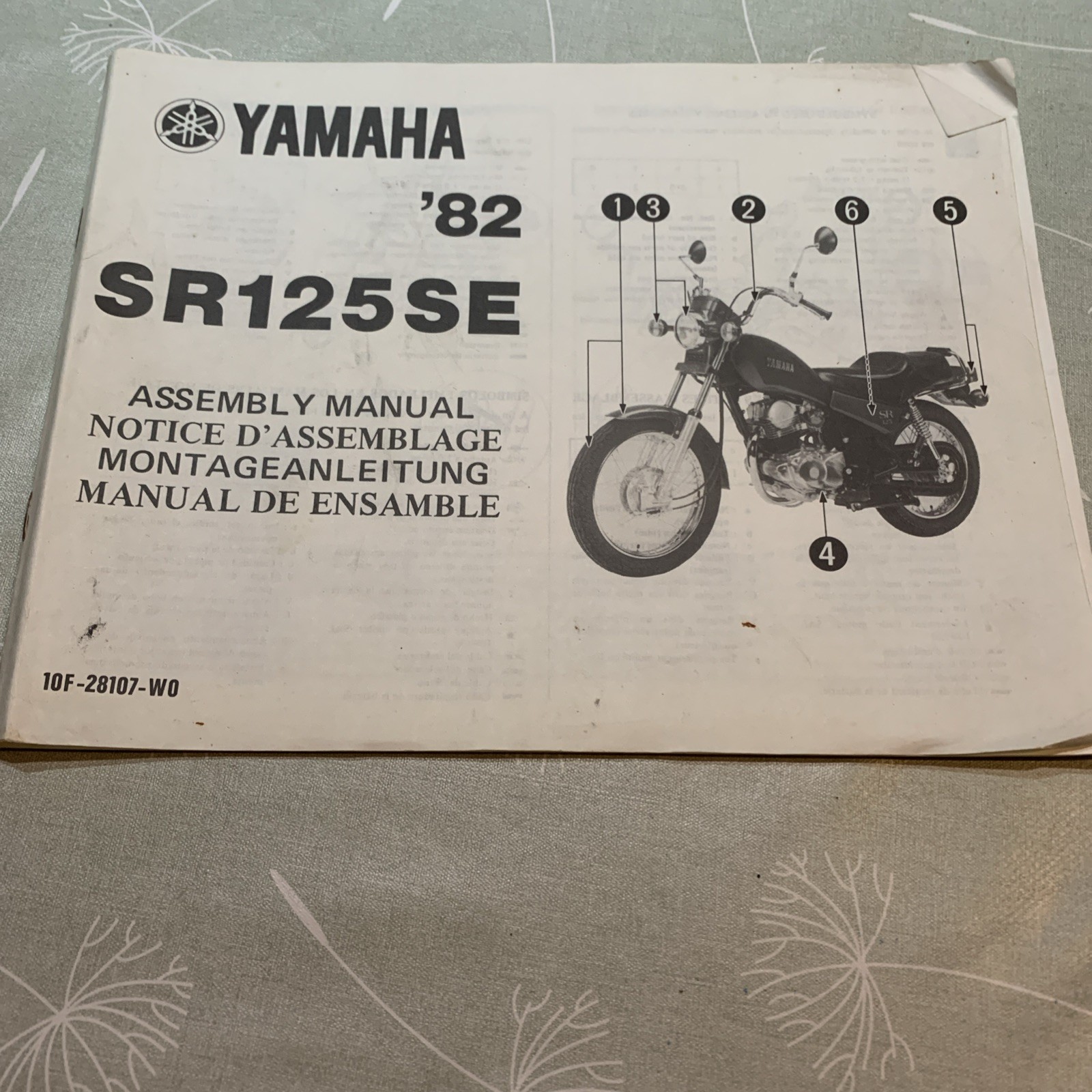 YAMAHA SR125 SE 1982 ASSEMBLY MANUAL Part No. 10F-28107-W0