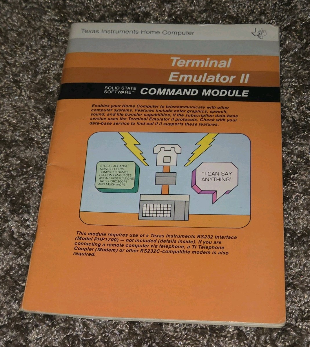 Texas Instruments Terminal Emulator II Cartridge Manual SOLIDSTATE SOFTWARE BOOK