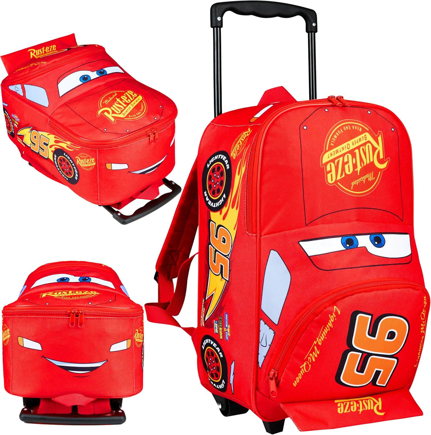 Disney Cars Lightning Mcqueen Carry-On Luggage with Wheels & Telescopic Handle f