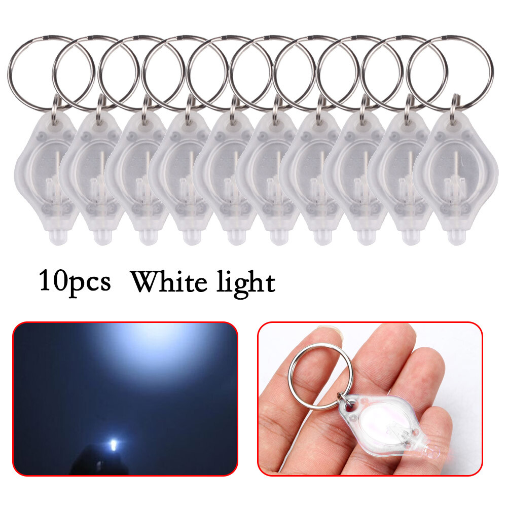 10/20Pcs LED Mini Keychain Flashlight Key Ring Light Bright Torch Outdoor Hiking