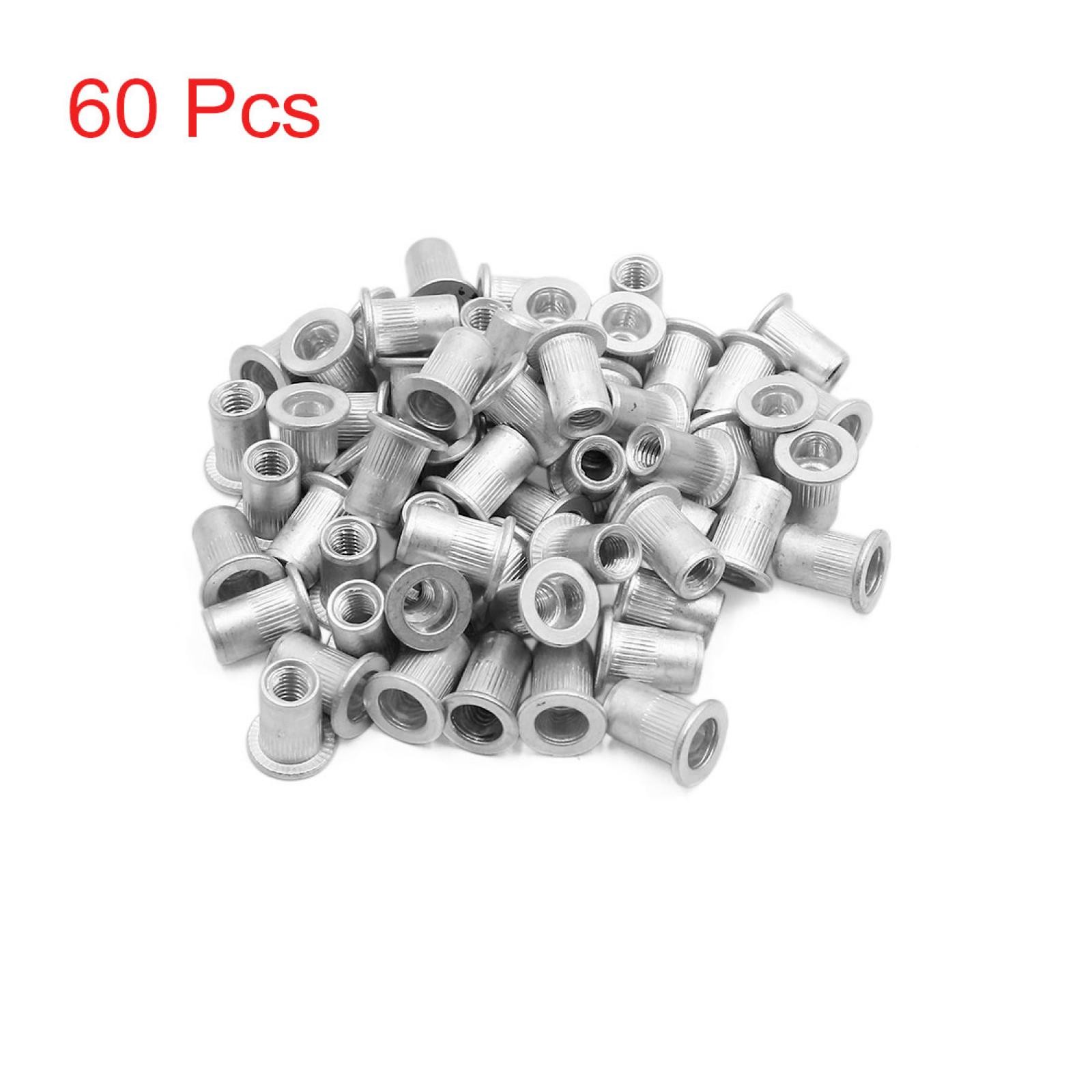 60pcs M6 Silver Tone Flat Head Rivet Nut Insert  for Car Vehicle