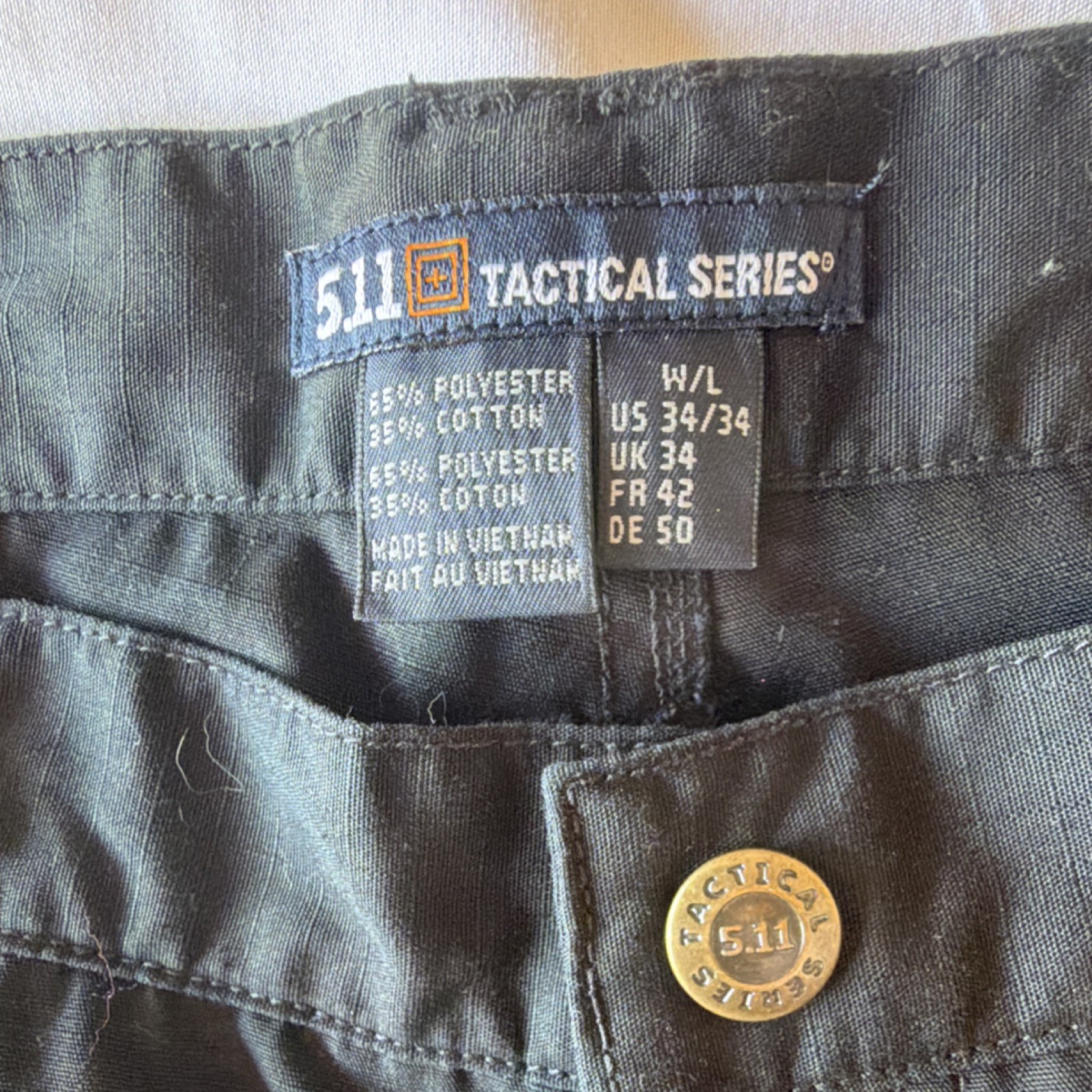 5.11 Tactical Black Solid Cargo Pants Polyester Cotton Size 34/34
