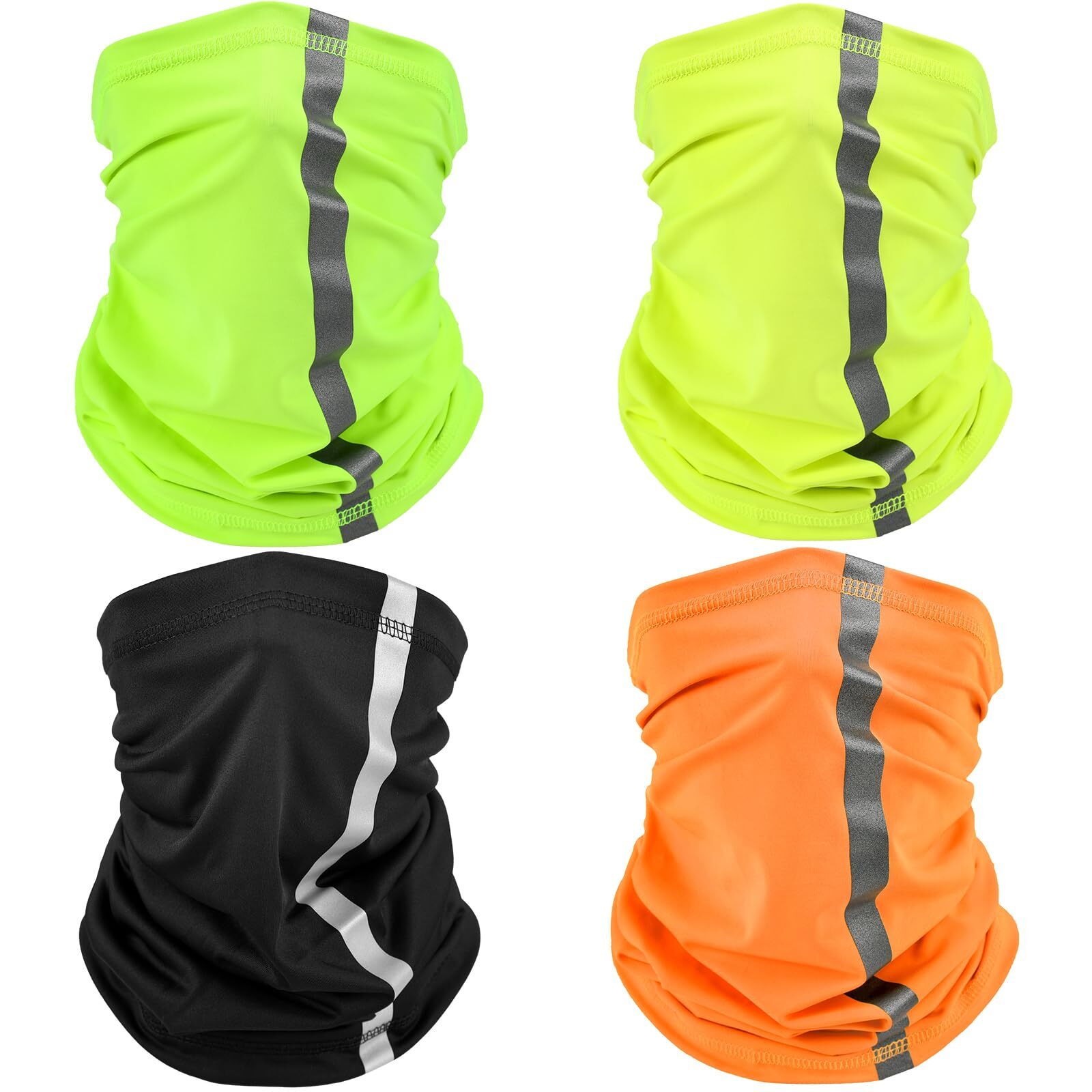 4 Pack Reflective Neck Gaiter UV Sun Protection Bandana Scarf for Men Women