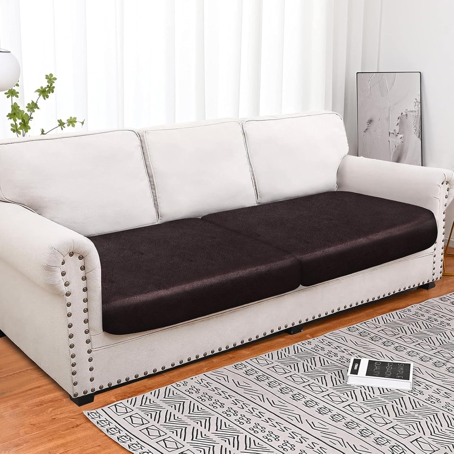 2 Pcs molasofa Leather Like Couch Cushion Covers Sofa Slipcovers Sets Couches