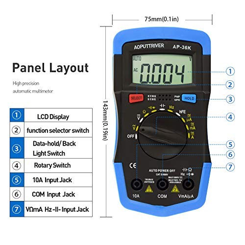 Multimeter Tester TRMS 4000 Counts Digital Multimeter with DC AC Voltmeter and