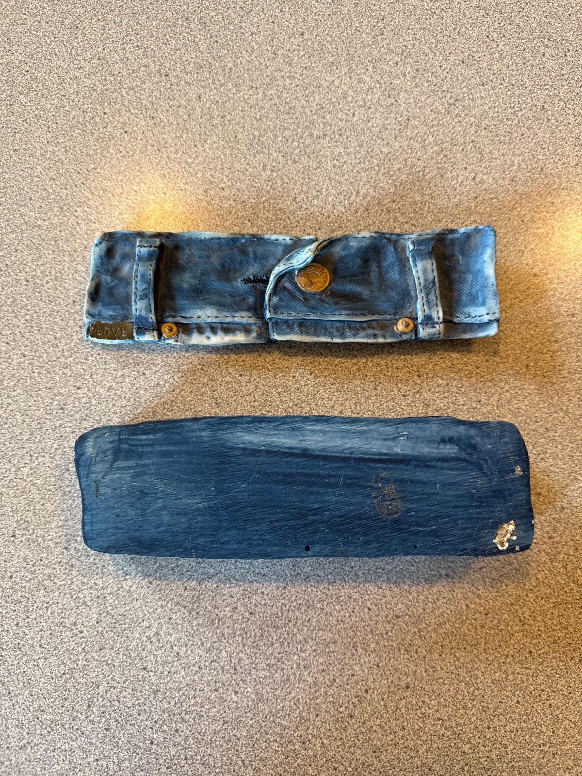 Ceramic box - Jeans design - Blue