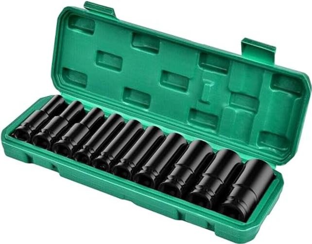 Deep Impact Socket Set 1/2 Inch, 10Pcs Drive Master Deep 10 PCS (10mm - 24mm)