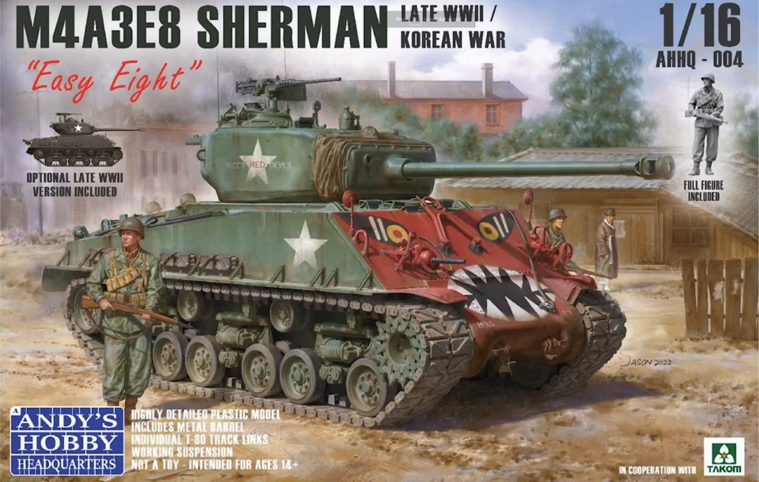 Andy's Hobby 1/16 M4A3E8 LATE WWII/Korean War Sherman "Easy Eight" Kit #AHHQ004