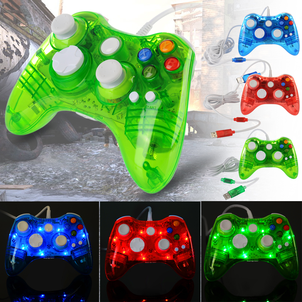 Wired Wireless Xbox 360 Glow Controller GamePad Remote for PC Xbox 360 Console