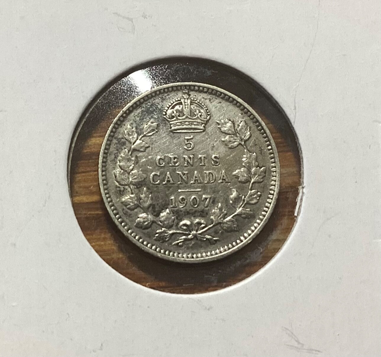 Canada 1907 Edward VII 5 Cents Silver Coin (AU-)