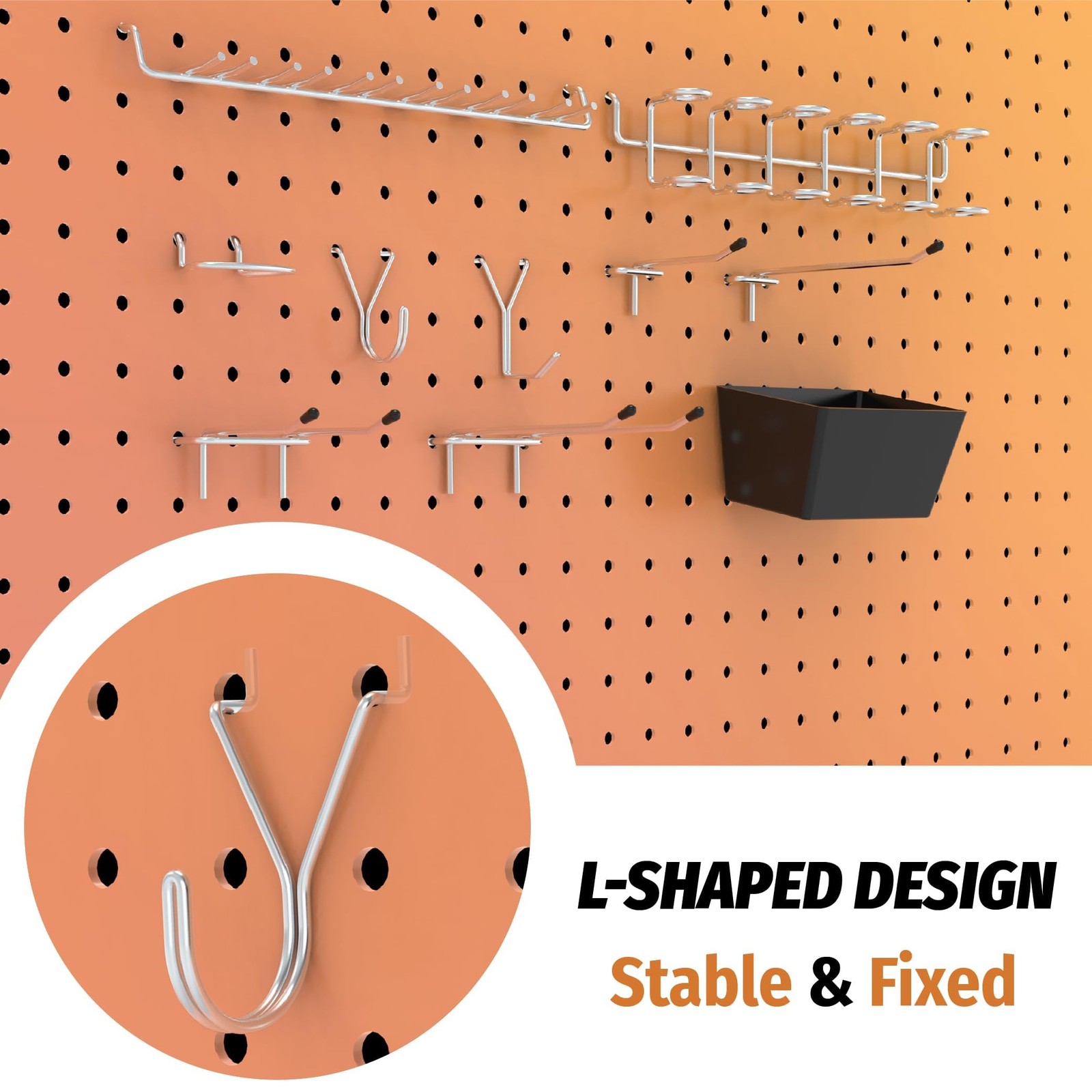 Pegboard Hooks Assortment 49PC Pegboard Accessories with Pegboard Bins Garage...