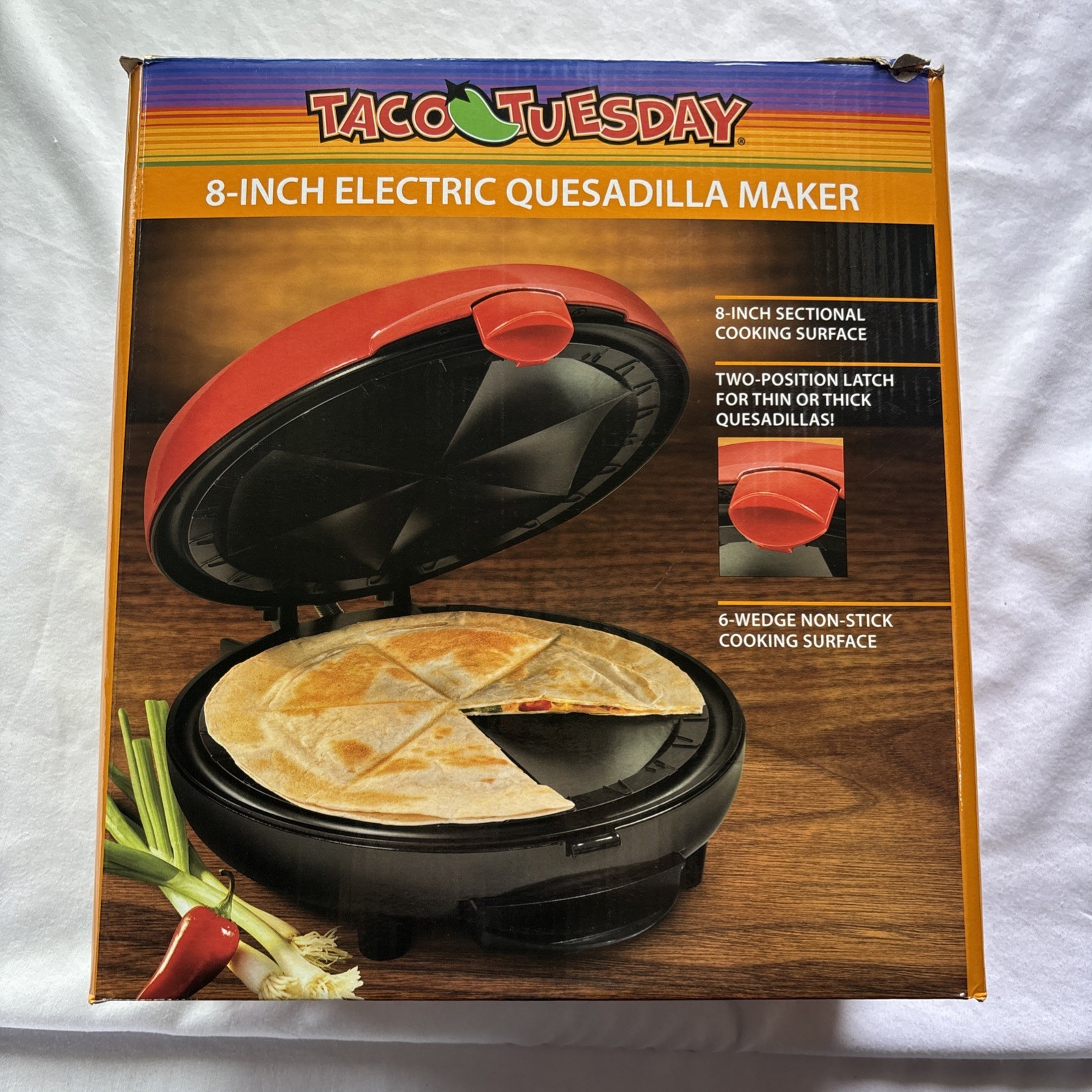 Taco Tuesday 8-inch 6 Wedge Electric Quesadilla Maker TCTEQM8RD