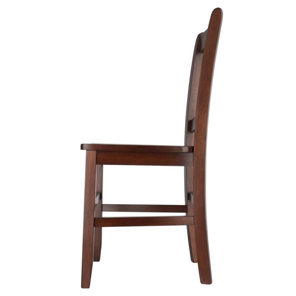 Pemberly Row 17.91" Slat Back Solid Wood Dining Chair in Rich Walnut (Set of 2)