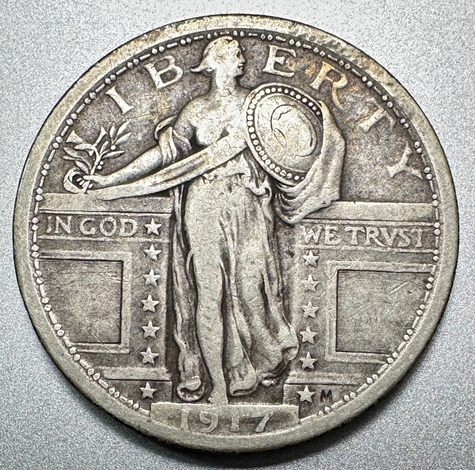 1917  TYPE 1  STANDING LIBERTY QUARTER  NICE DETAIL  #2519