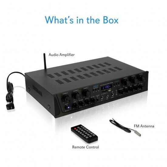 Pyle PTA66BT Bluetooth Home Audio 600 Watt 6 Channel Amplifier Stereo Receiver