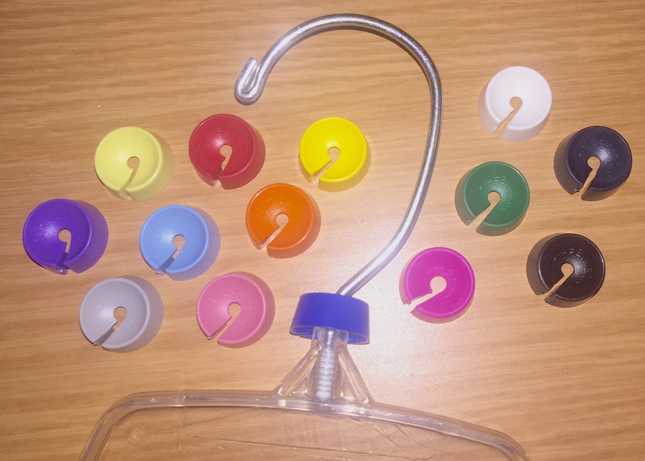50 x Color Snap On Size Hanger Clothes Garment Markers Sizers Donuts Organizers