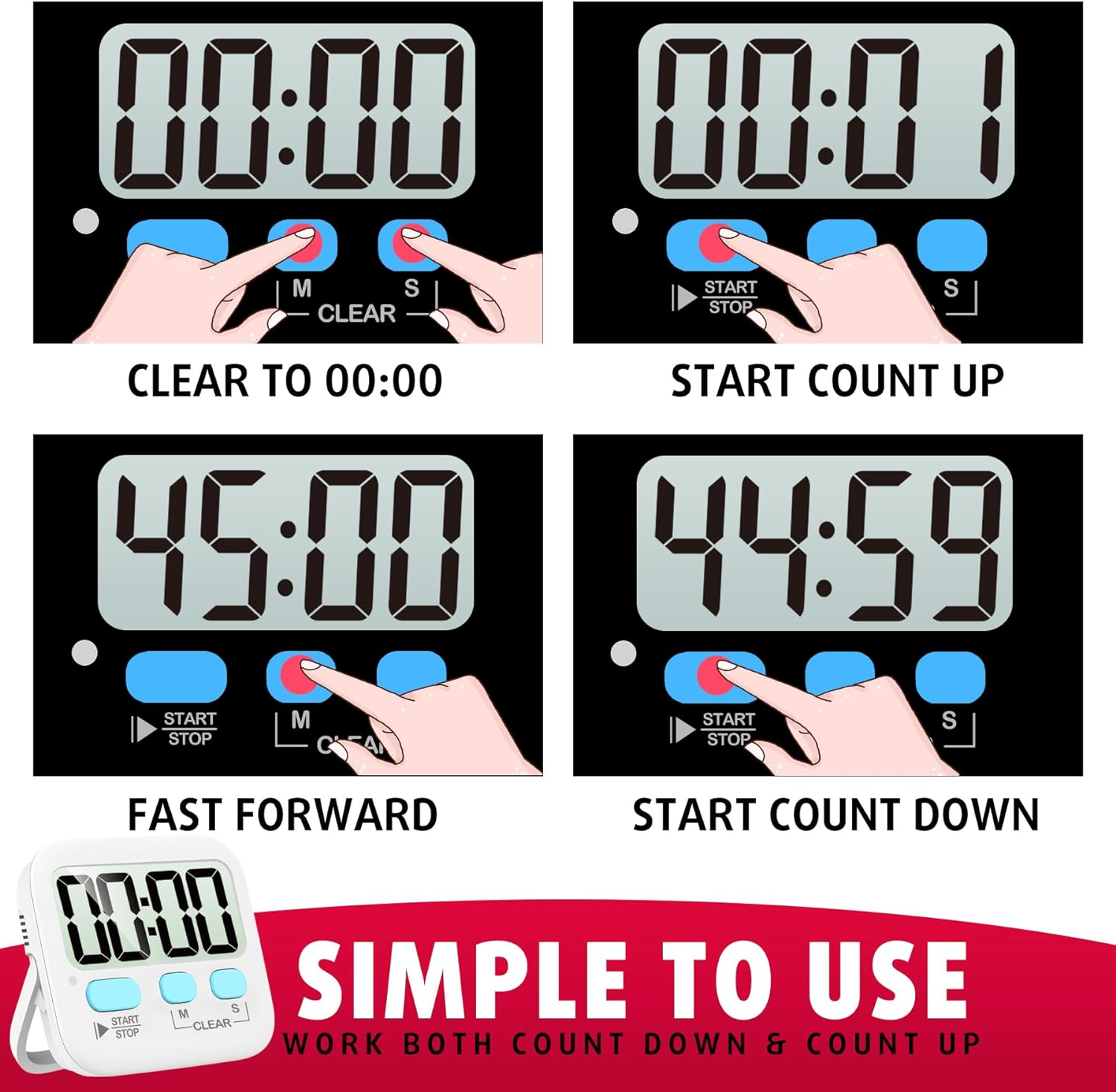 Antonki Timer, Timer for Kids, Kitchen Timers, Digital Timer for Cooking, Egg