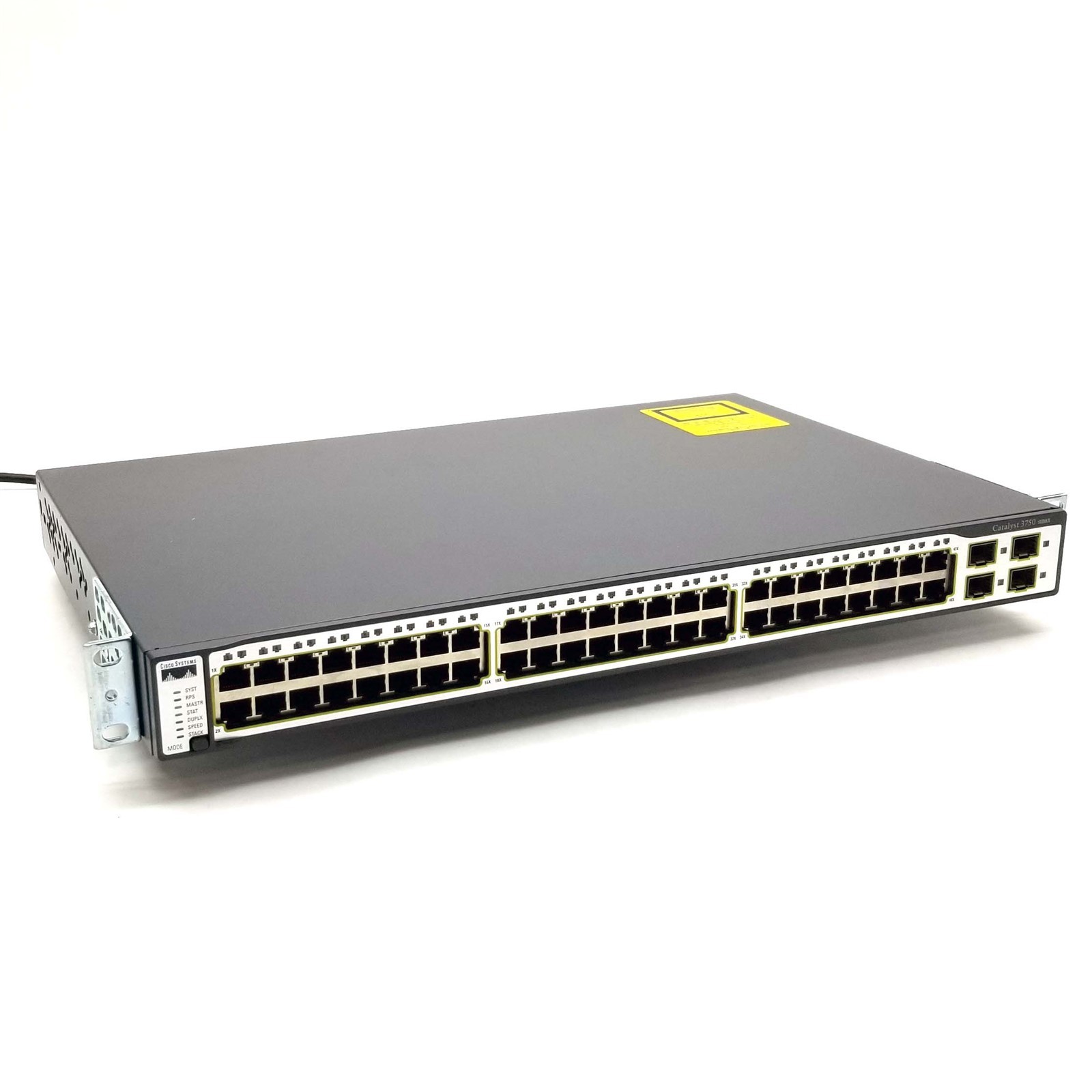 Cisco Catalyst 48-Port Switch WS-C3750-48T 4-SFP Ethernet Network w/Rackmount