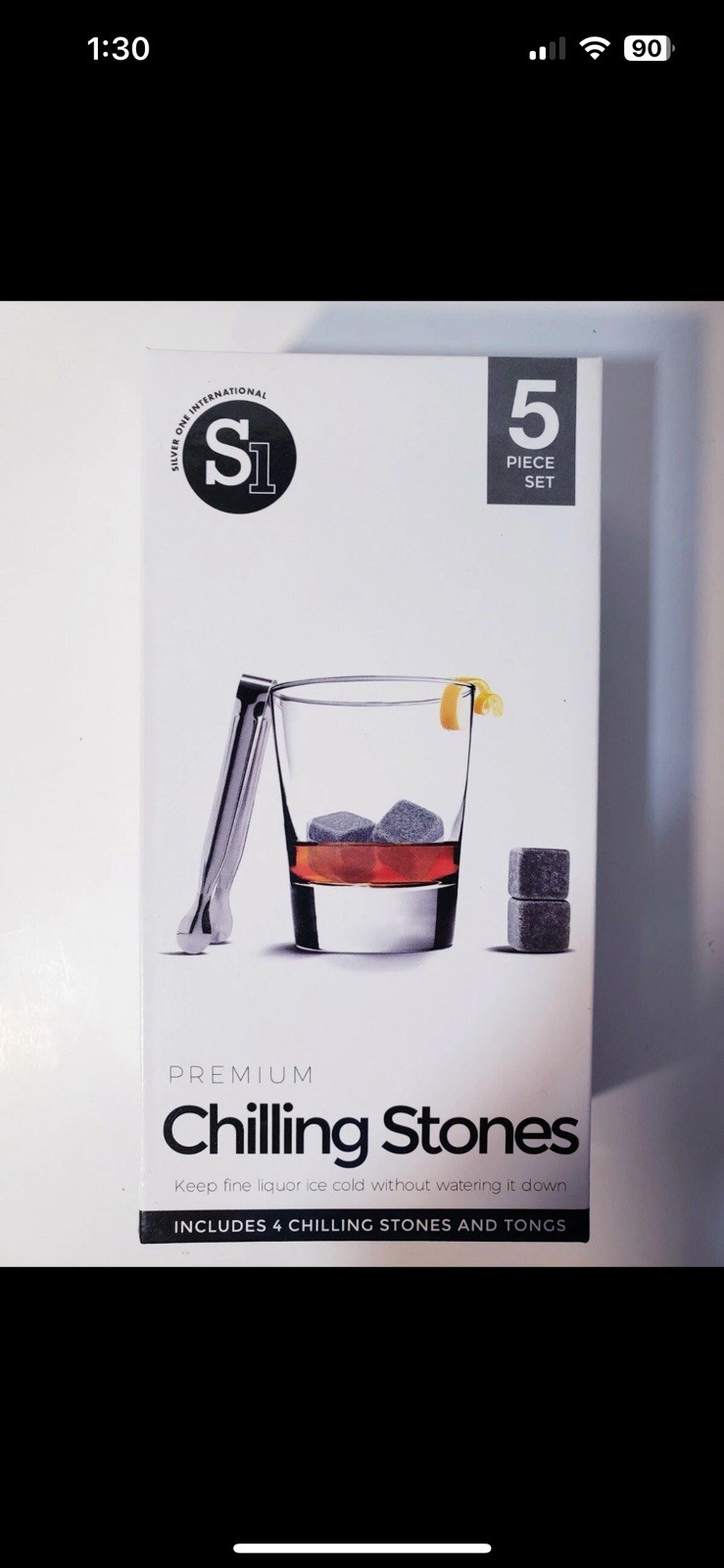 Chilling Stones 4-Premium Chilling Stones Tongs 5-PC Set Whiskey Bourbon Scotch