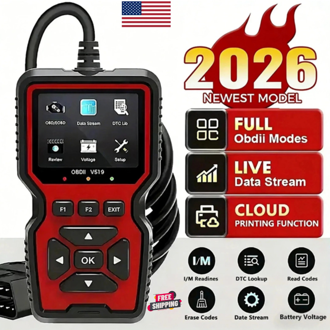 Professional OBD2 V519 Scanner - 2026 Upgraded OBDII + CAN Code Reader