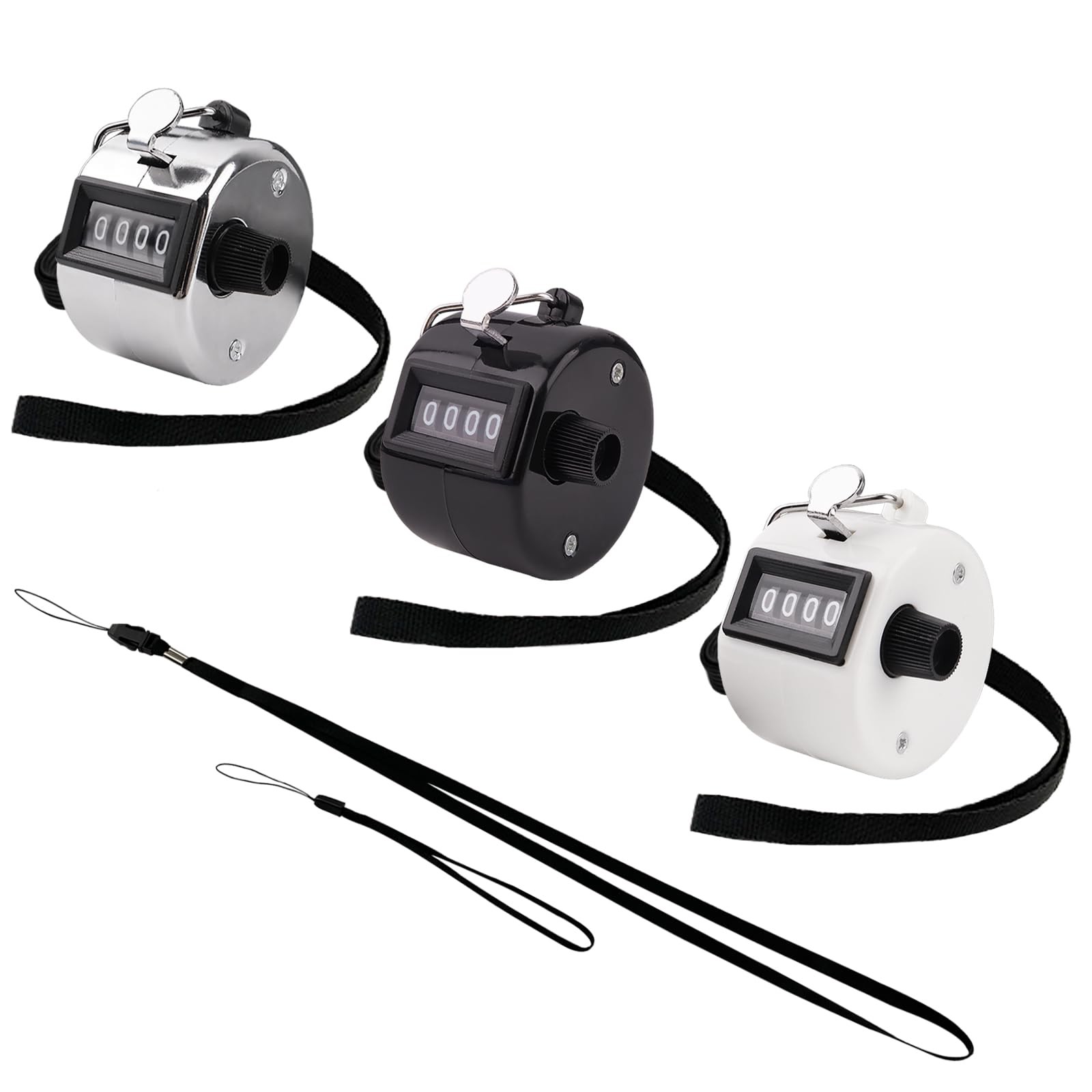3 Pack Hand Tally Clicker Counter 4 Digit Display Mechanical Palm with Metal ...