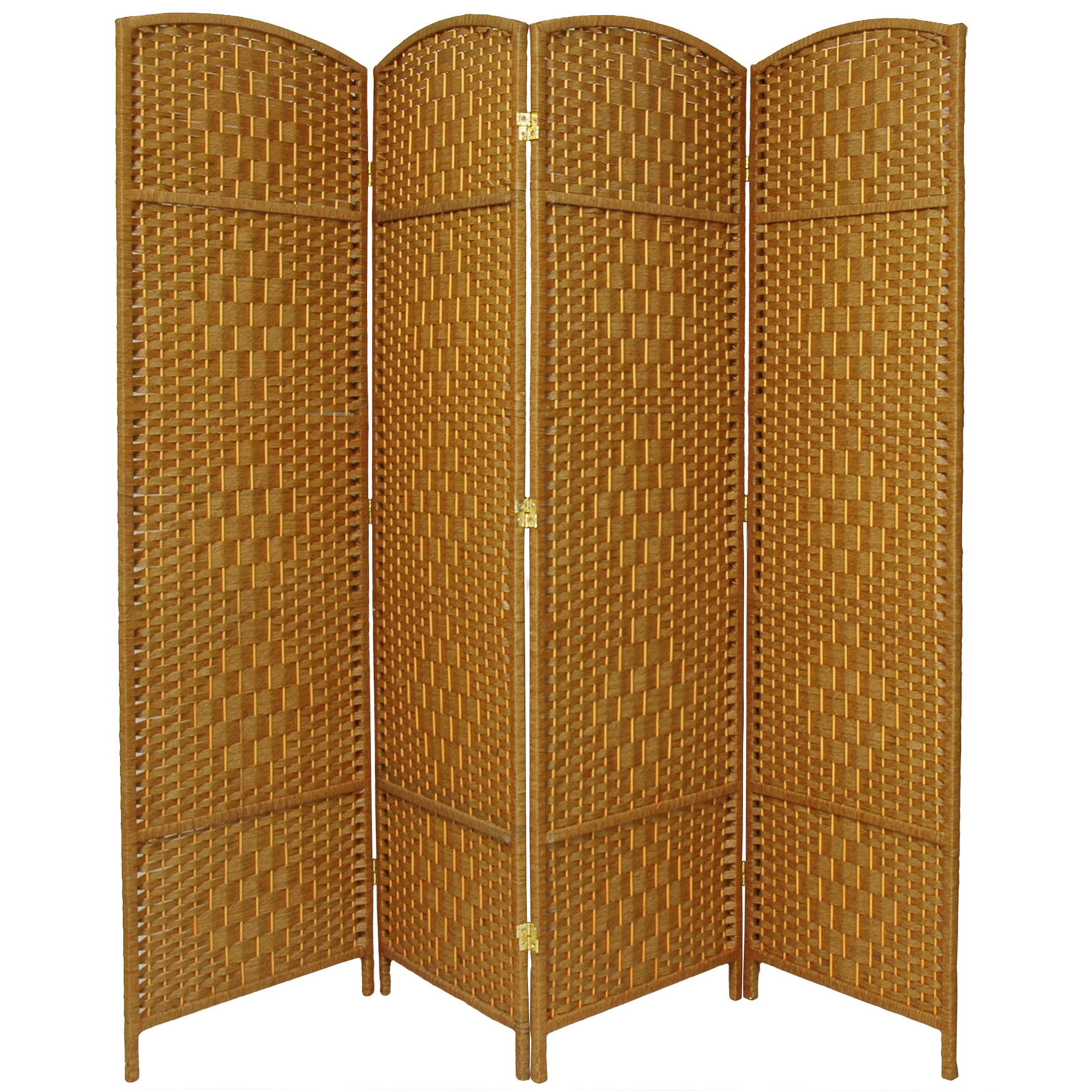 6 ft. Tall Diamond Weave Fiber Room Divider - Light Beige - 4 Panel