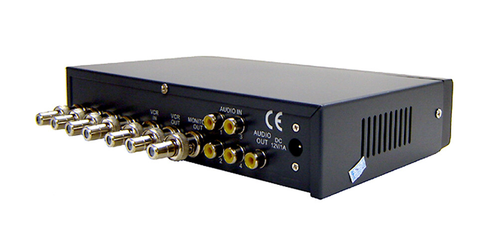 4-Channel Composite BNC RCA Video Multi-Viewer Switcher IR Remote Audio Support