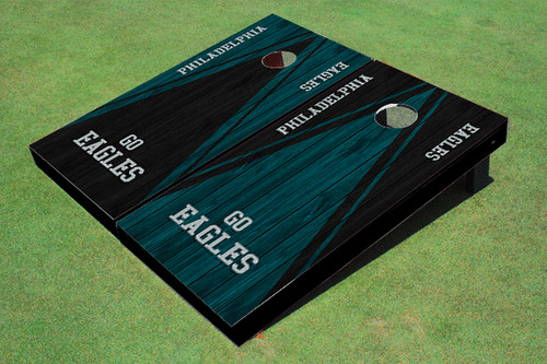 Philadelphia Eagles Alternating Wood Look Triangle Cornhole Boards - NFL