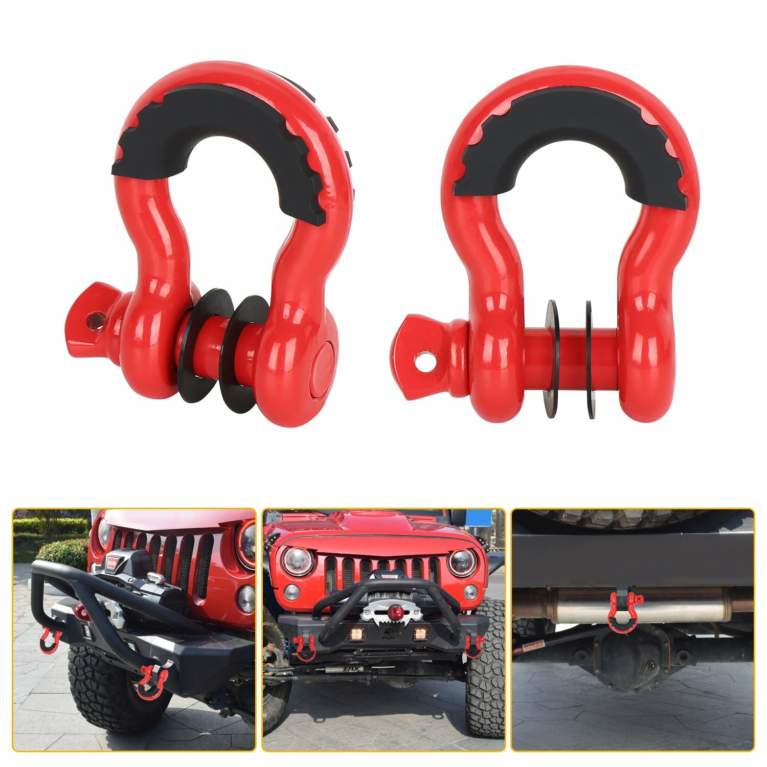 2PCS 3/4" Strength Shackle D-Ring Set For Tow Strap Winch Offroad SUV Jeep Truck