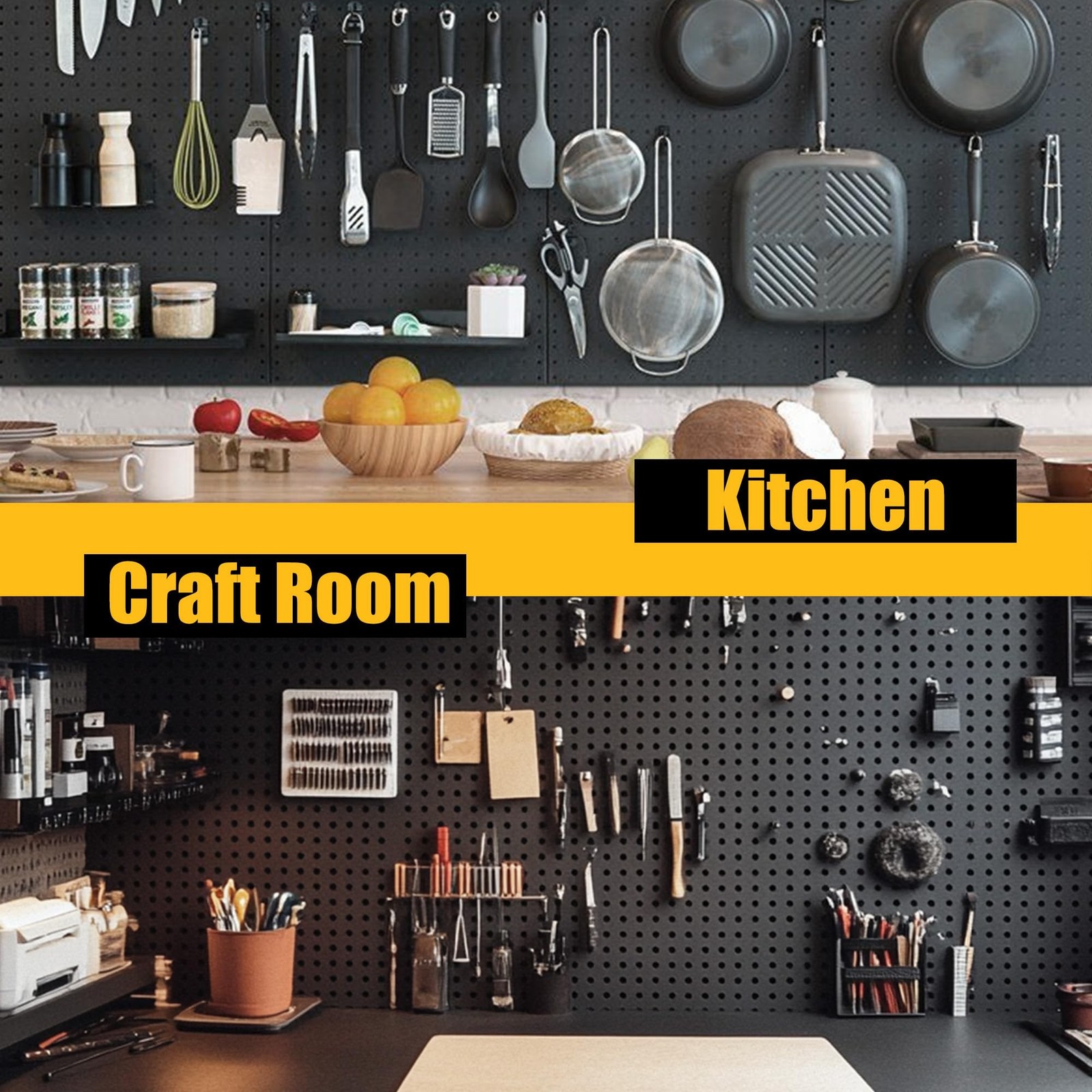 Peg Board, 4 Pack Metal Pegboard Panels Black Pegboards Wall Organizer, Tools...