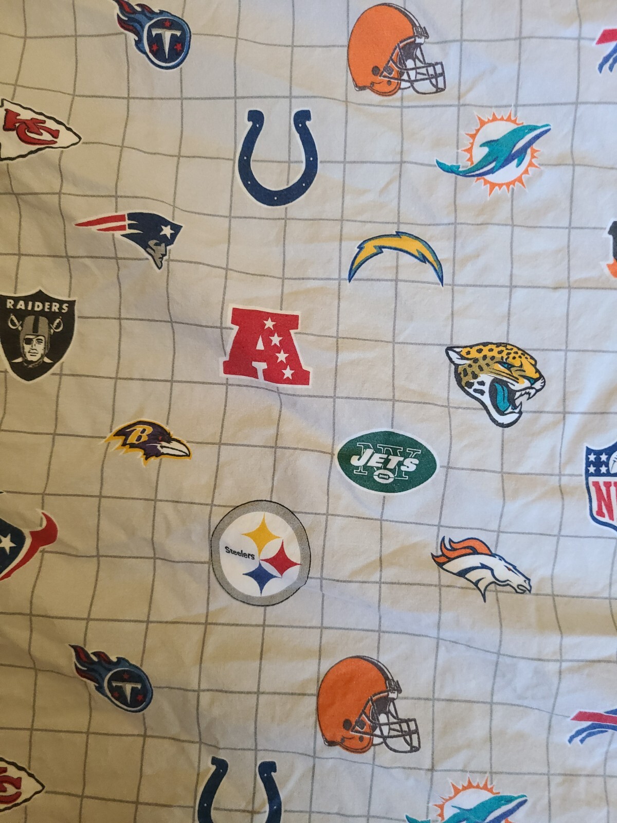Pottery Barn Kids "Football Logos - Light Gray" Pillowcase