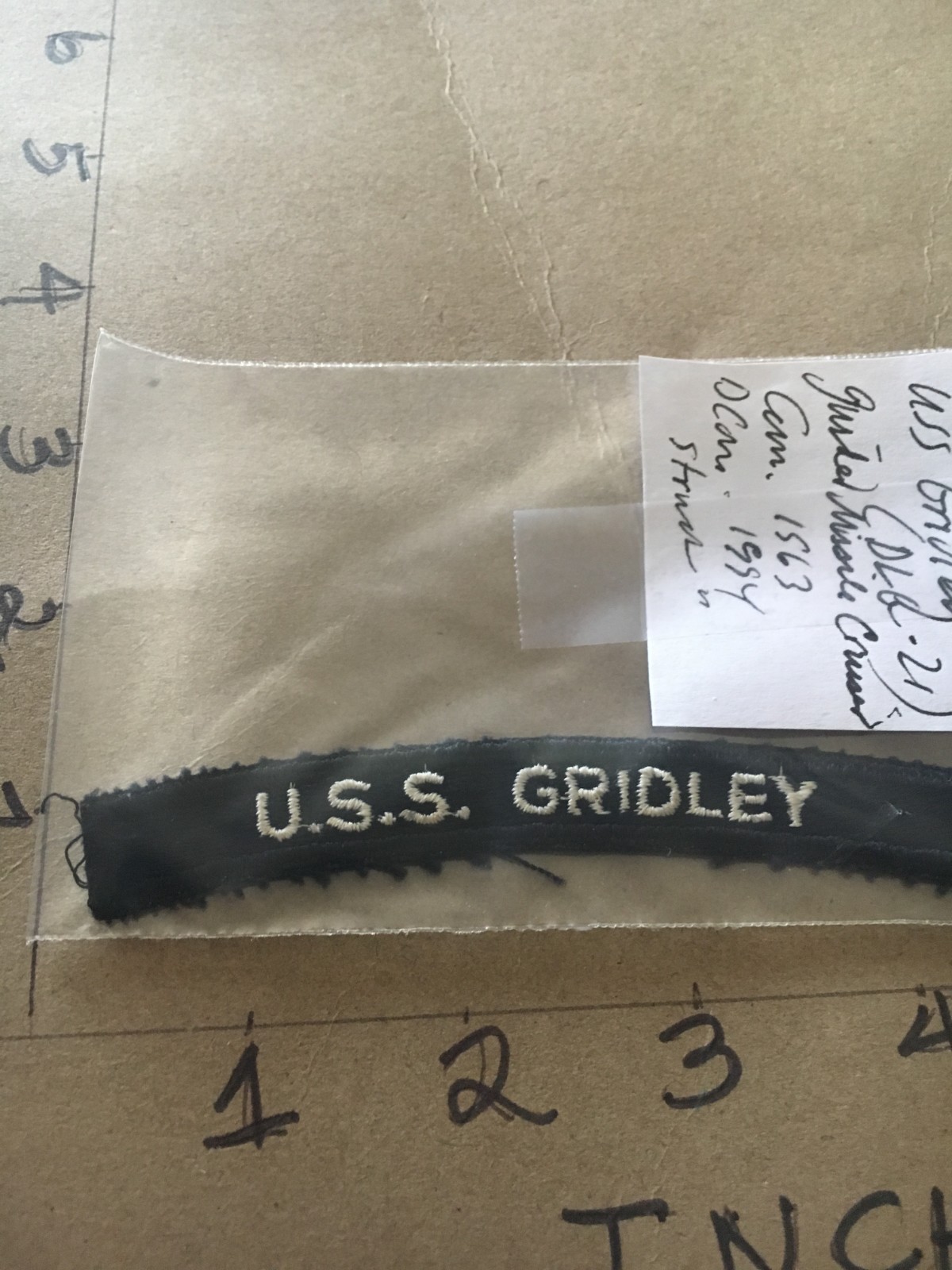 US NAVY SHOULDER STRIP TAB *** rocker *** Patch USS Gridley