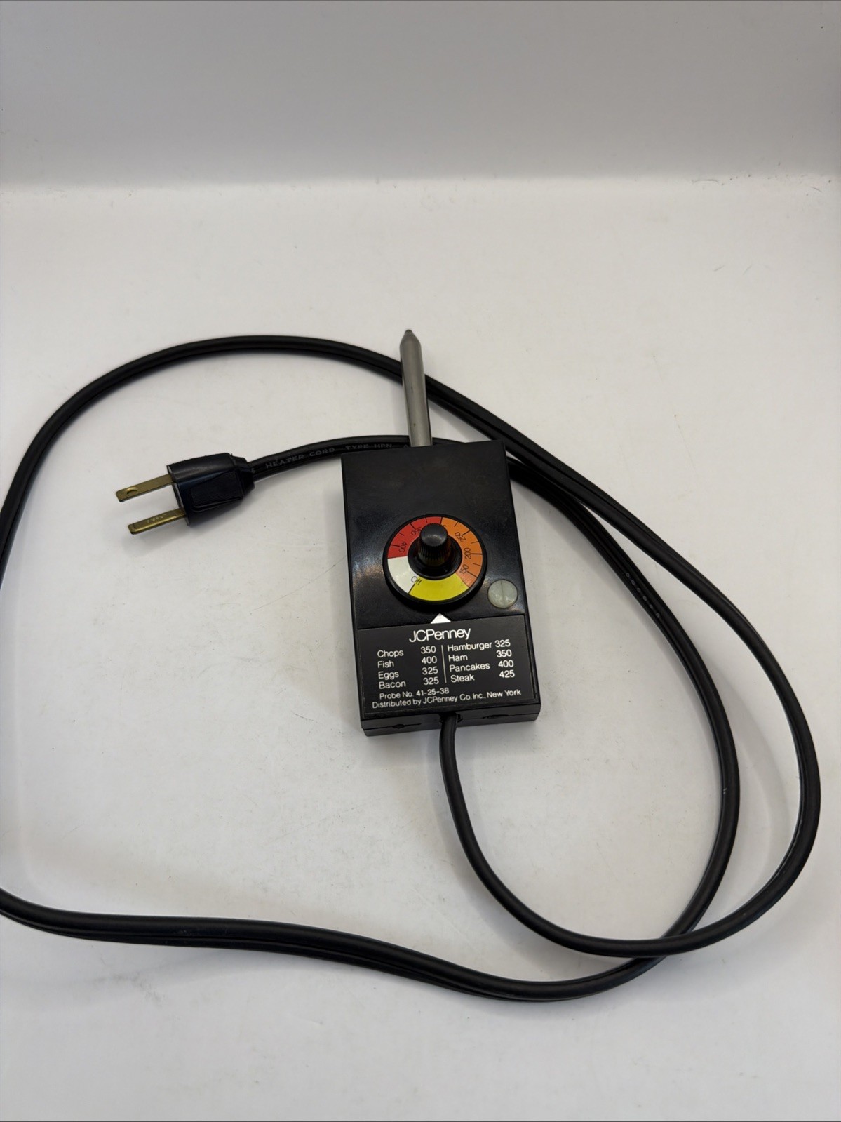 JC Penney Electric Skillet Temperature Heat Control Probe Cord 41-25-38 1650W